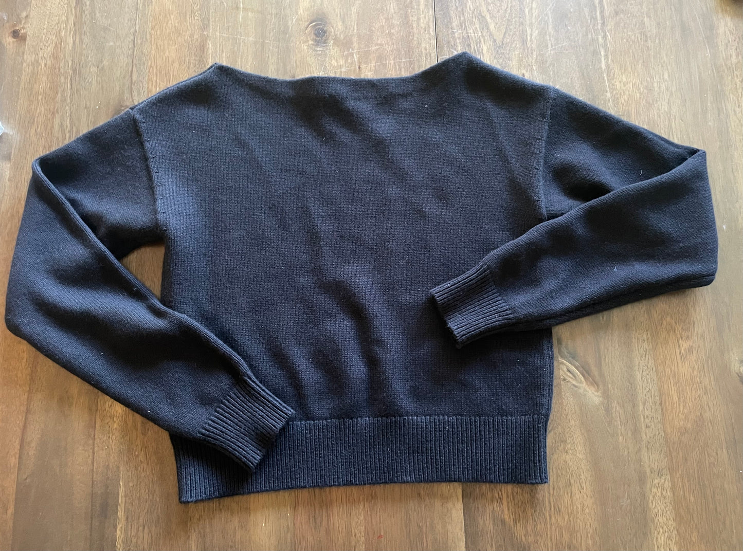 #52 - Michael Kors Collection - Black Cotton & Cashmere Bateau Neck Sweater - Women's Size Small