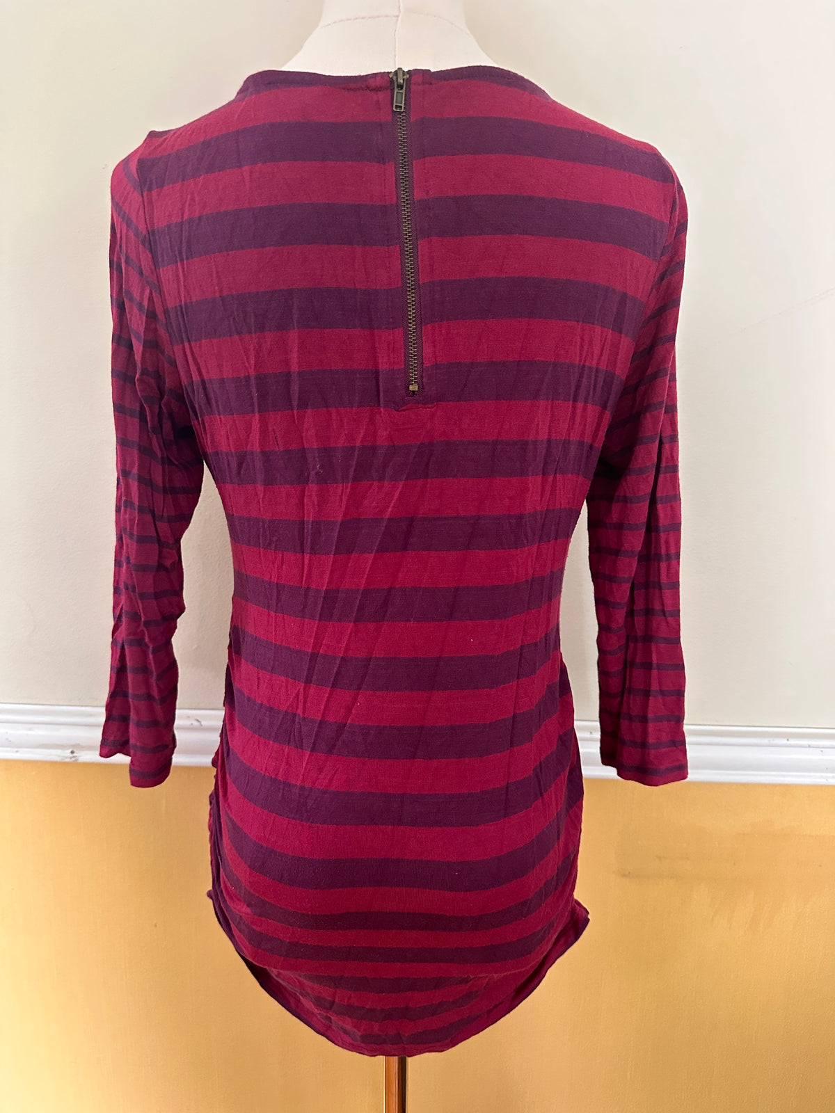 #163 Jessica Simpson Maternity Pink/Purple Striped Shirt - size S - EUC