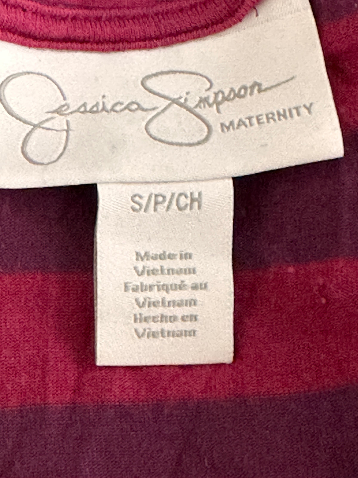 #163 Jessica Simpson Maternity Pink/Purple Striped Shirt - size S - EUC