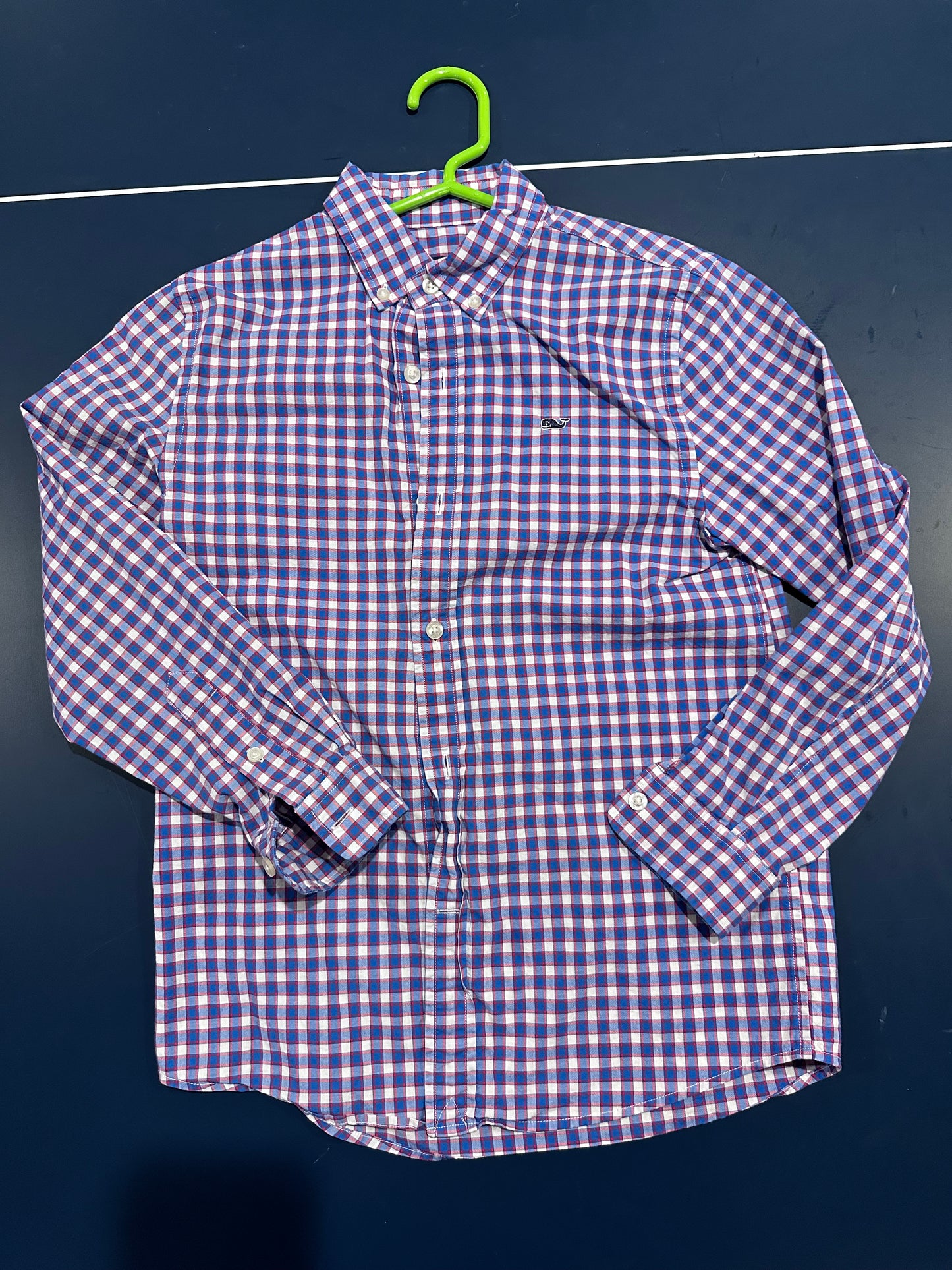 Vineyard Vines Boys Size Small 8-10 Gingham Button Down Shirt cotton, perfect condition