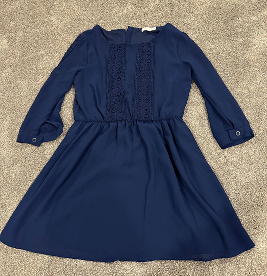 #133 Copper Key Sz Medium 8-10 Girls Navy Dress
