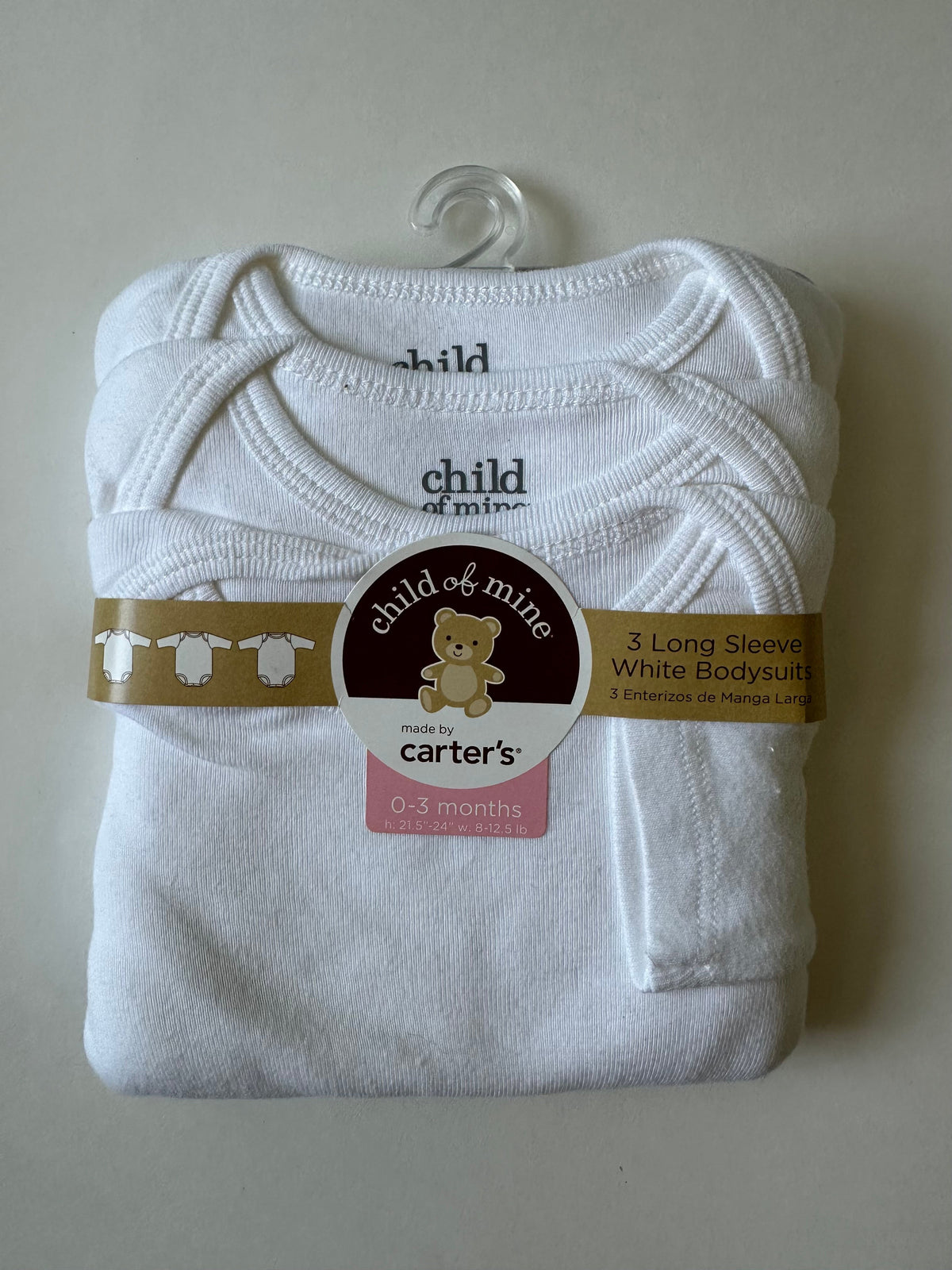 Seller 182. Pack of 3 long sleeve white bodysuits. 0-3 months