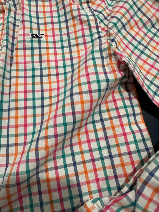 Vineyard Vines Boys Size Small 8-10 Gingham Button Down Shirt  perfect condition