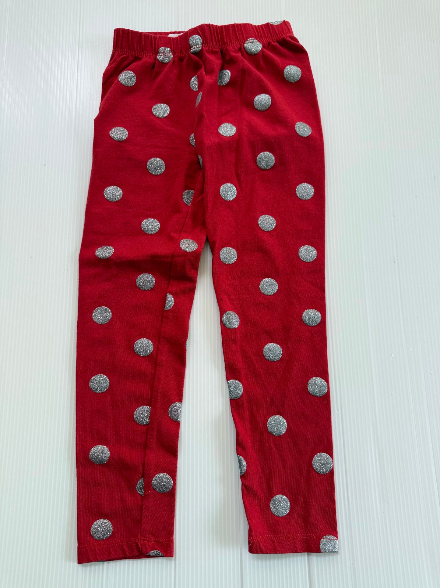 #167 Gap Girls Red & Silver Legging - XS (4-5)