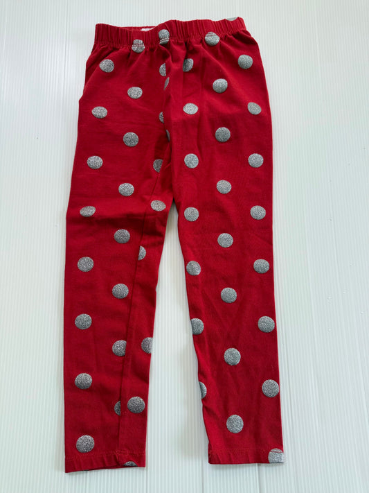#167 Gap Girls Red & Silver Legging - XS (4-5)