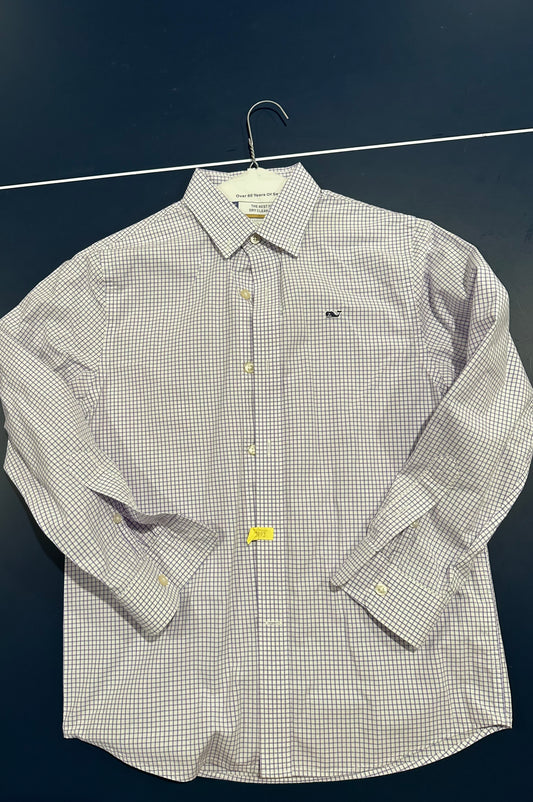 Vineyard Vines Boys Size Small 8-10 lavender Gingham Button Down Shirt  perfect condition