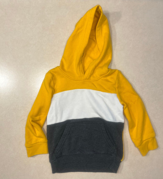 #200 Jumping Beans Yellow, Grey, and White Hooded Sweatshirt Boys 18m