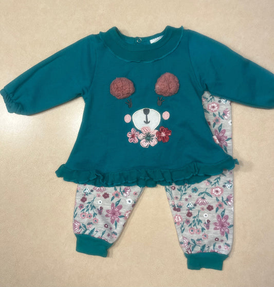 #200 Millie & Myles Bear Sweatsuit Girls 12m
