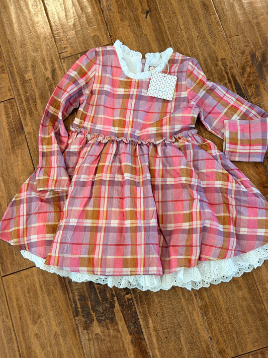 #99 girls cheeky plum plaid dress size 4 NWT