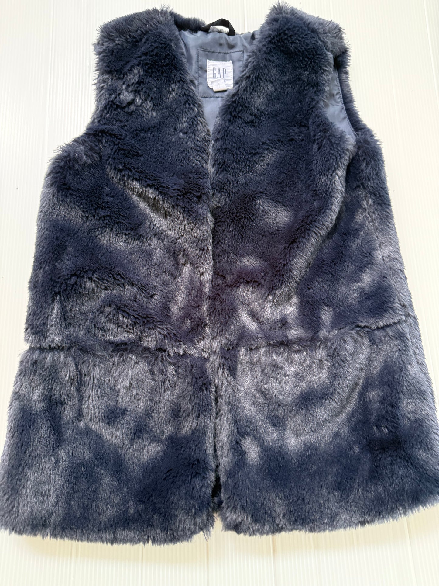 #167 Gap Girls Faux Fur Navy Vest - S