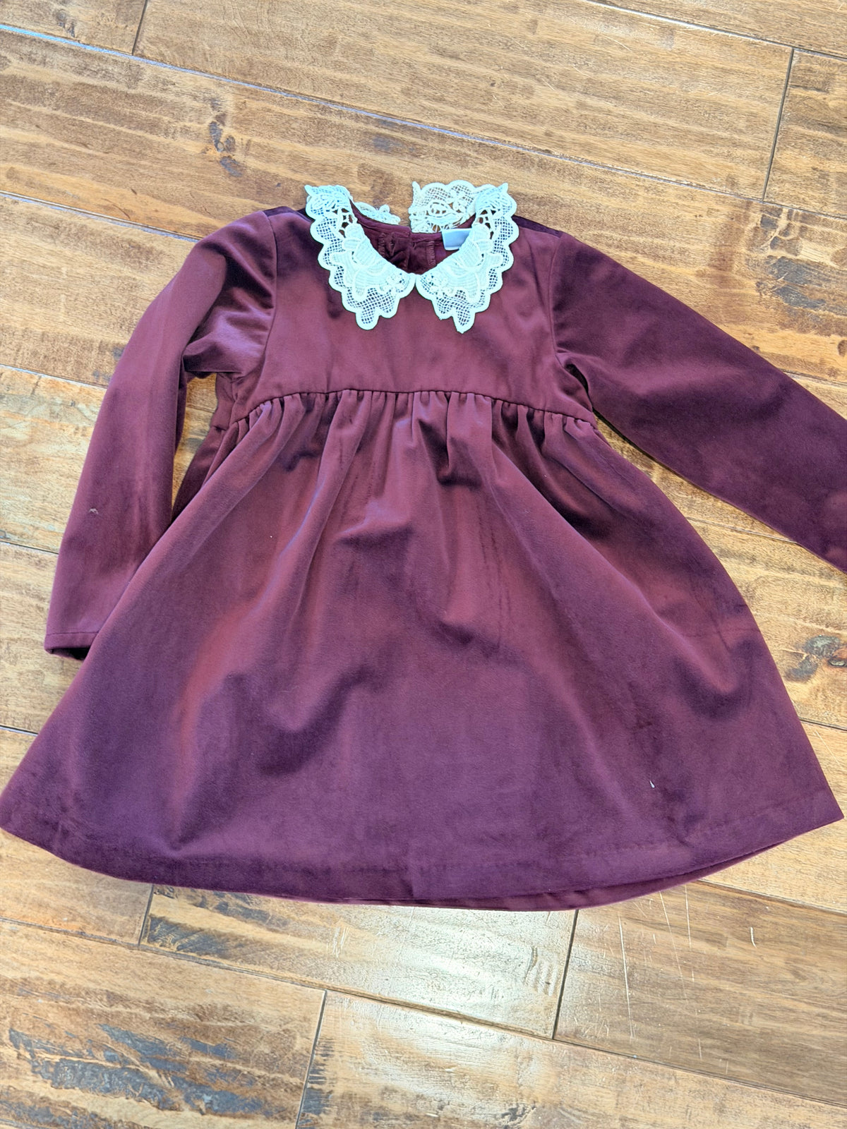 #99 Girls edgehill collection maroon velour dress size 3