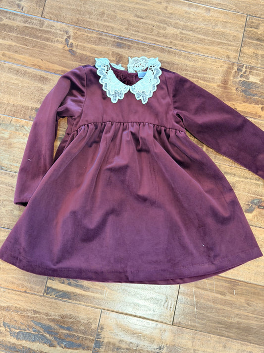 #99 Girls edgehill collection maroon velour dress size 3