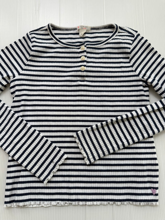 #167 Crewcuts Girls Navy Striped Ribbed LS - M (8-9)