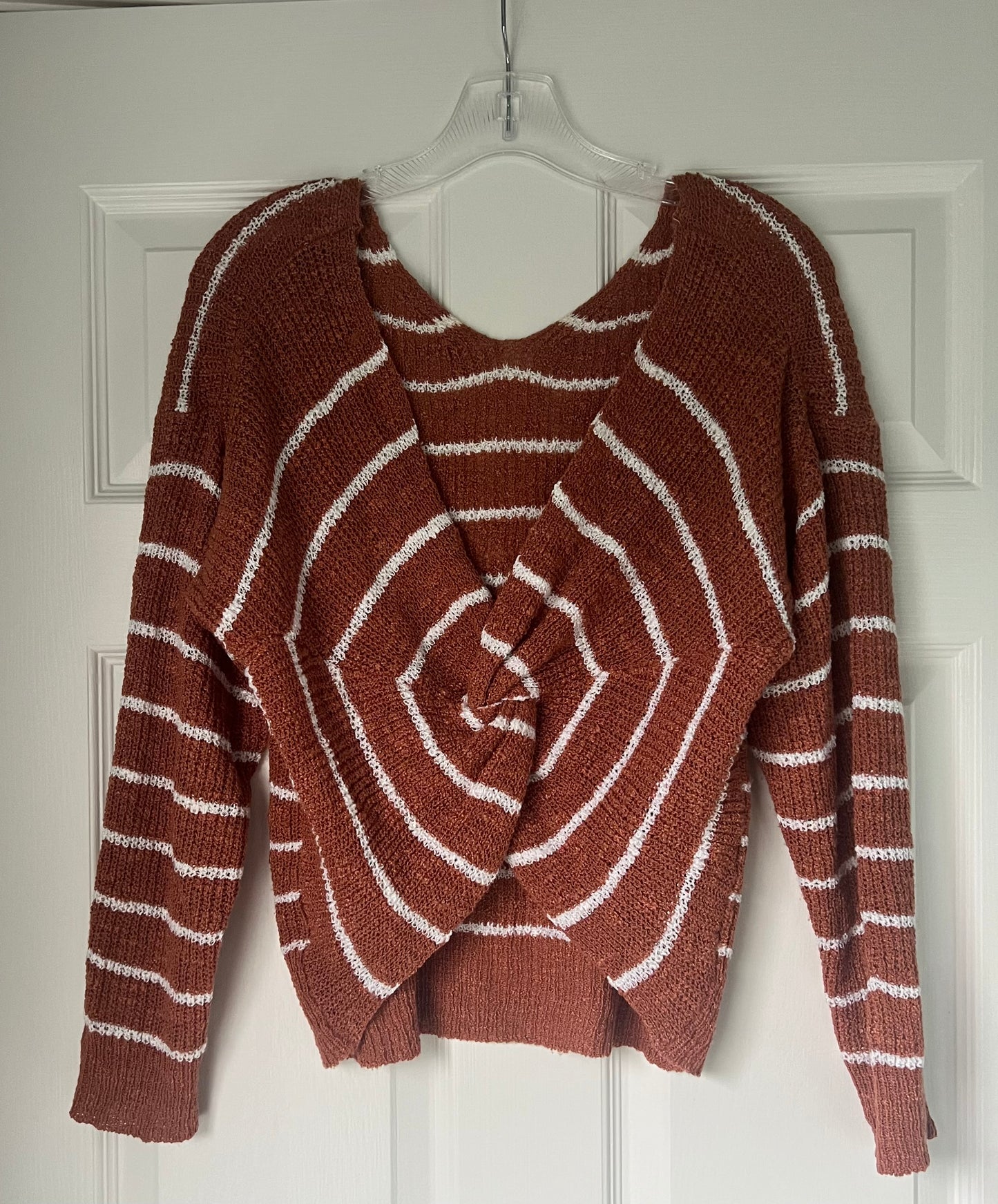 Women's Pumpkin Striped Sweater Medium VGUC