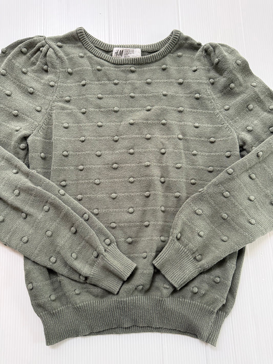 #167 H&M Girls Green Puff Sweater - 8/10