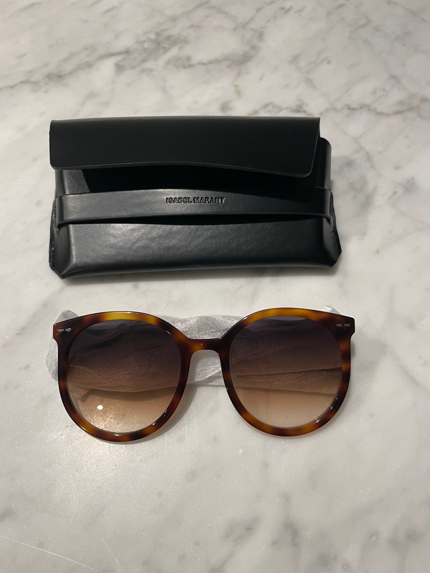 #52 Isabel Marant 55mm Round Sunglasses - Womaen's New In Case - Brown Tortoise