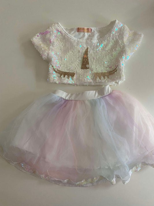 #117, Girls 4T, Etsy boutique Unicorn sequin costume w/pastel tutu, VGUC