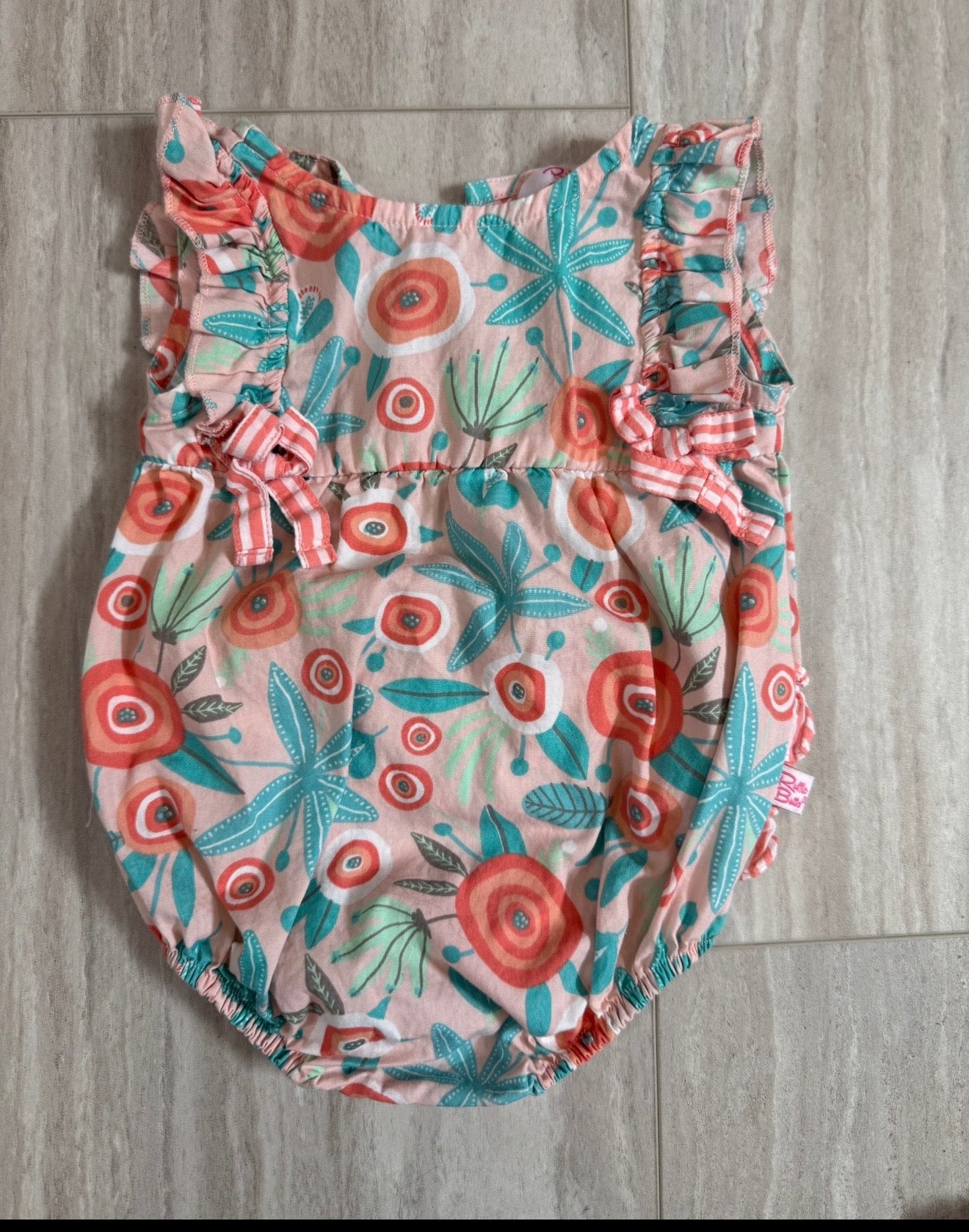 #17 Rufflebutts Baby Girl Floral Romper 0-3Mo