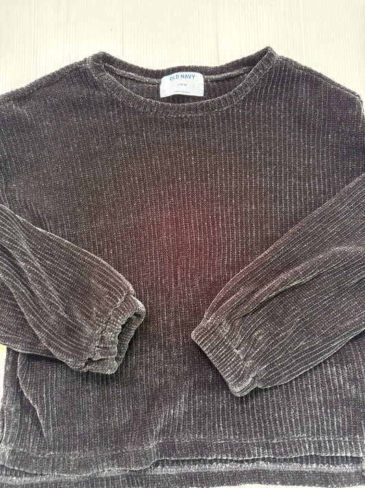 #167 Old Navy Girls Black Ribbed Chenille Sweater - L (10/12)