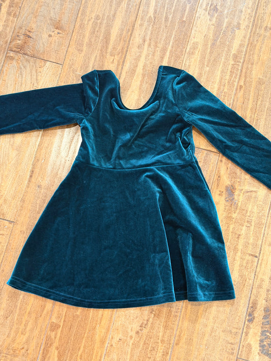 #99 girls children’s place green velour twirl dress size 3