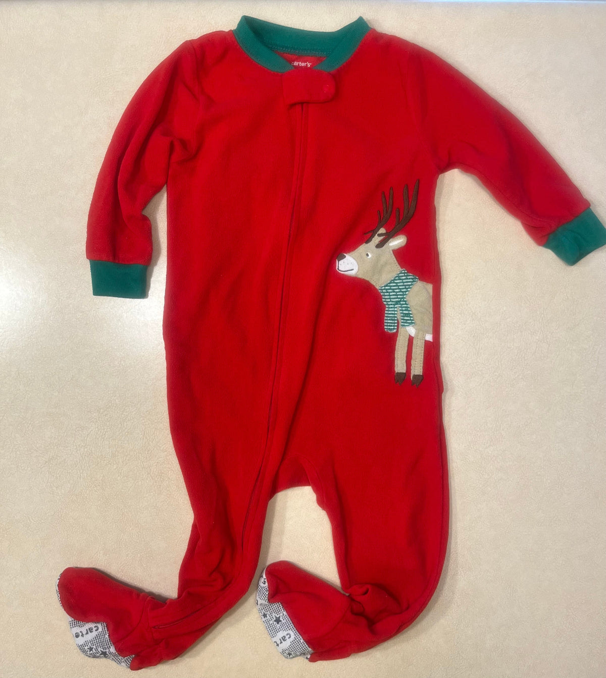 #200 Carter's Red Reindeer Pajamas 18m