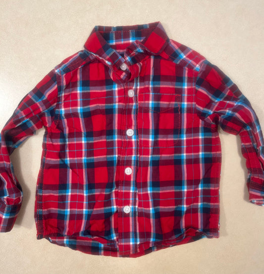 #200 Children's Place Red/Blue Plaid Shirt Boys 12-18m