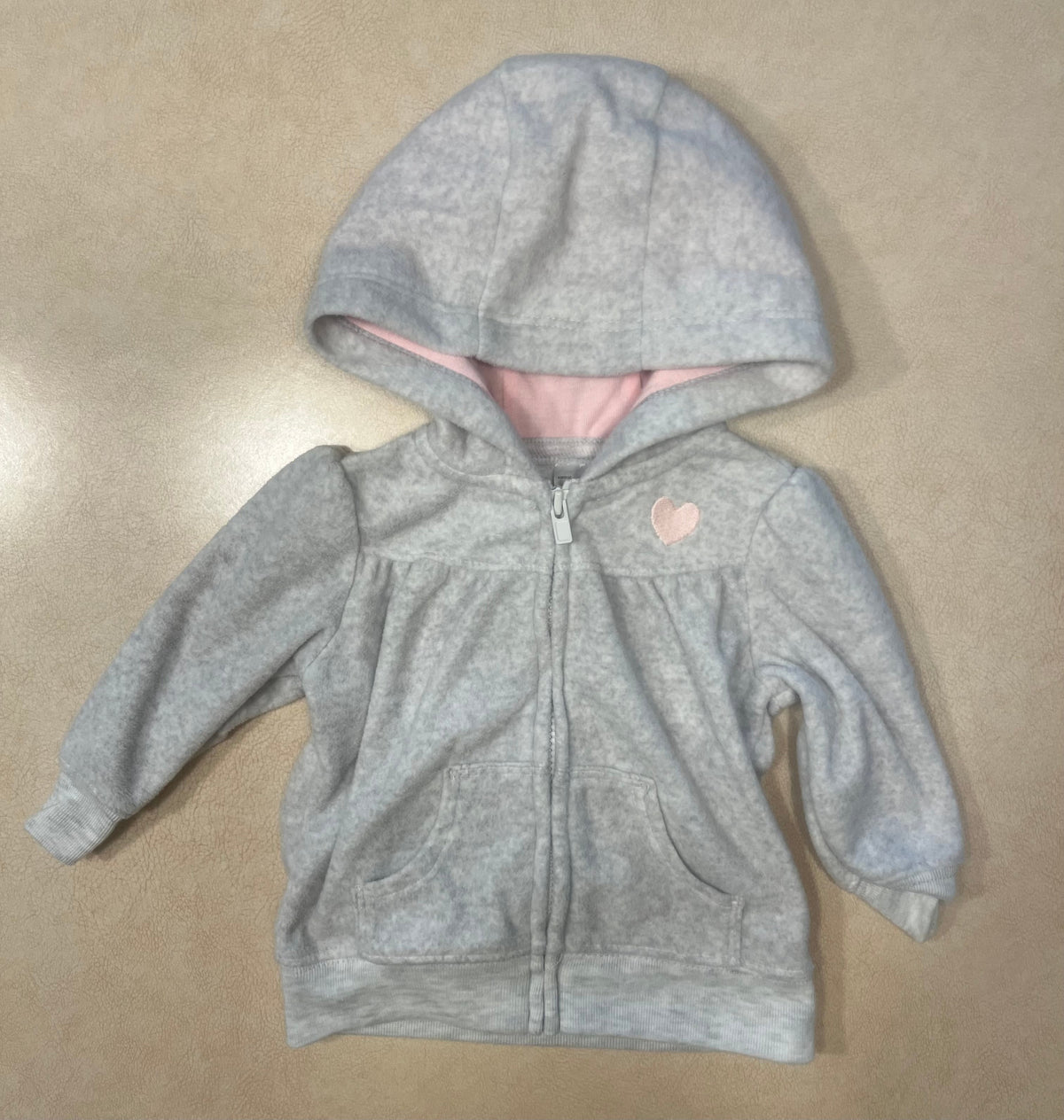 #200 Simple Joys by Carter's Gray/Pink Zipper Hoodie Girls 0-3m