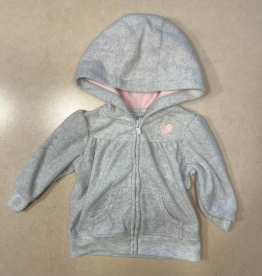 #200 Simple Joys by Carter's Gray/Pink Zipper Hoodie Girls 0-3m - Reduced