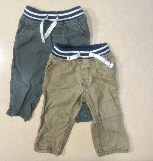 #200 Carter's Tan and Gray Drawstring Pants Boys 12m - Reduced