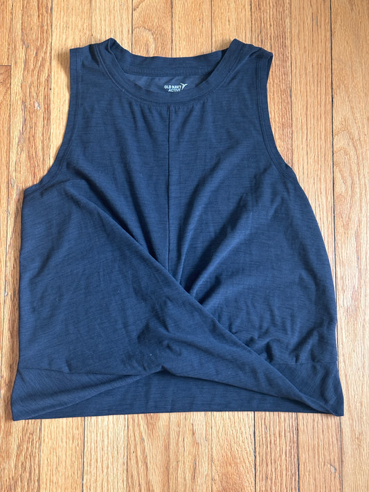 #163 Old Navy Active Breath On Black Tank with Twist Front - size M - EUC