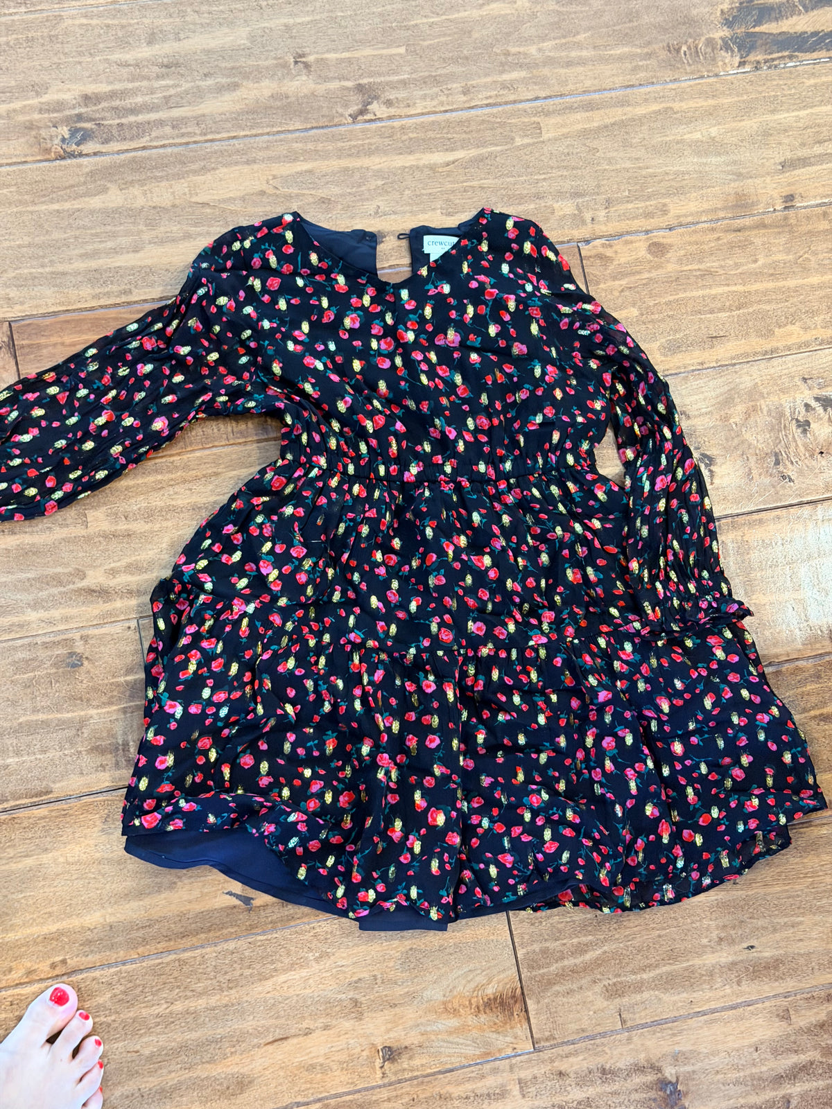#99 Girls Crew cuts black red floral dress size 5