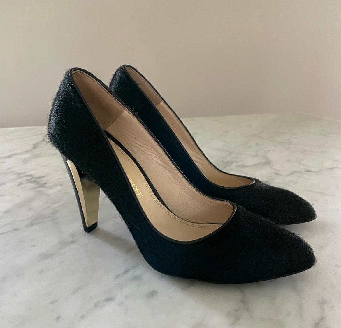 #52 - Rebecca Minkoff Pony Hair Heels Pumps - Size 7.5 - Excellent Pre Owned Condition, Women's n