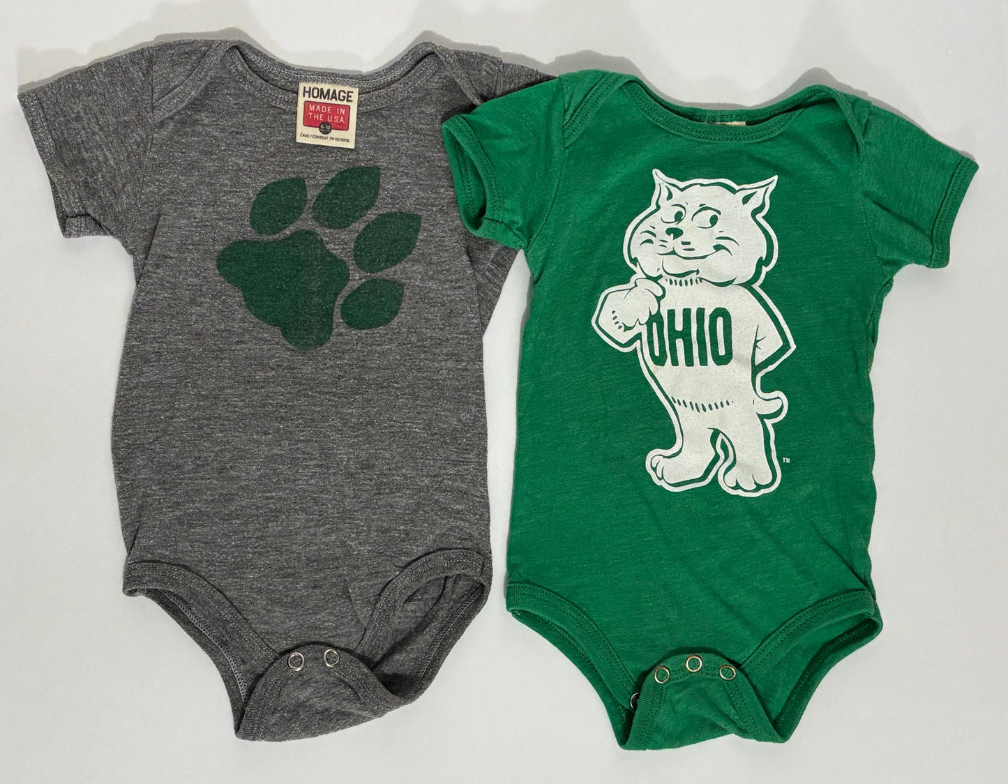 #132 - REDUCED- Bundle of 2 Homage: Ohio Bobcat Bodysuits/Onesies