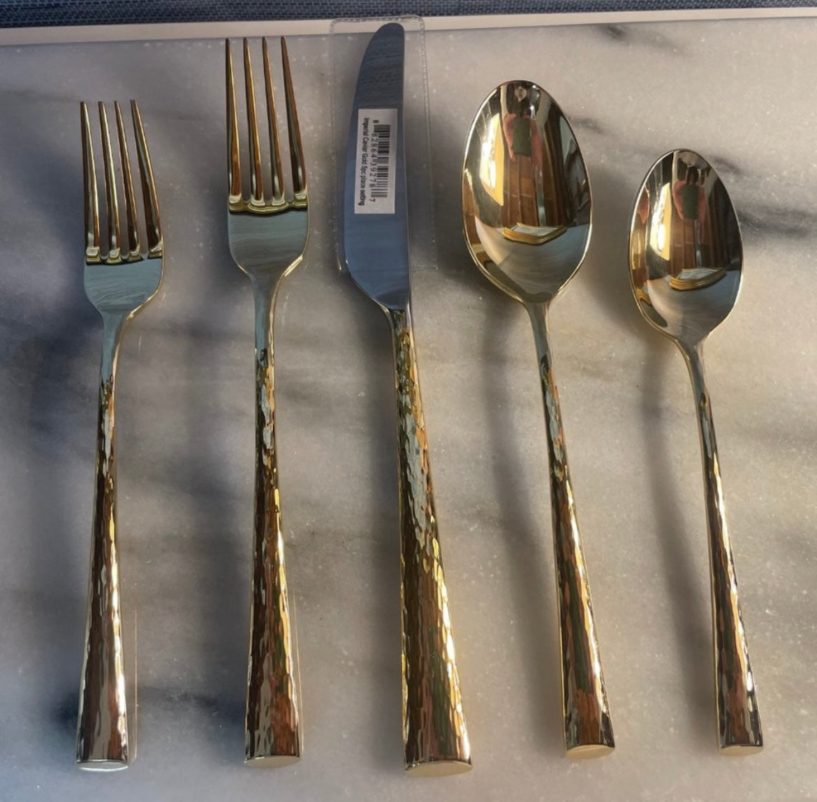 #52 - (1 of 11) MARCHESA by LENOX -  Imperial Caviar Gold Silverware - (11) 5 Piece Place Settings