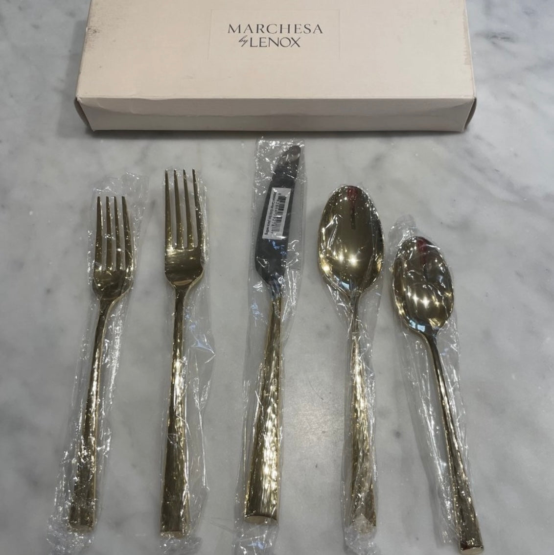 #52 - (1 of 11) MARCHESA by LENOX -  Imperial Caviar Gold Silverware - (11) 5 Piece Place Settings