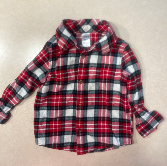 #200 Carter's Red Plaid Shirt Boys 18m