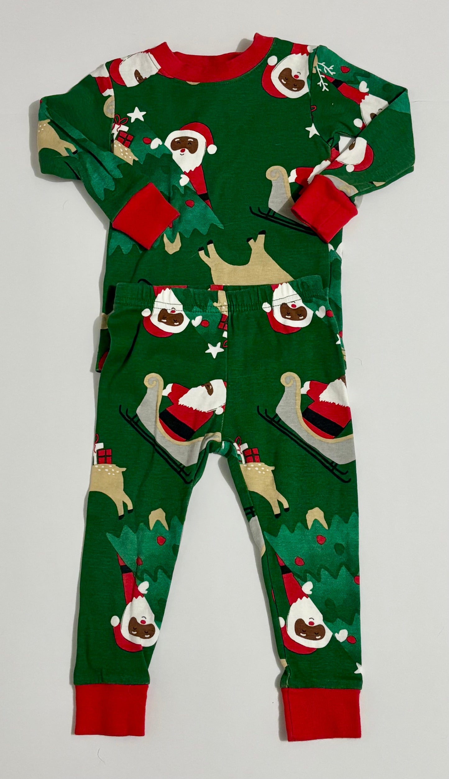 #132 - REDUCED- Carter's: Santa & Reindeer 2 Piece Slim-Fit Pajama Set, 18M