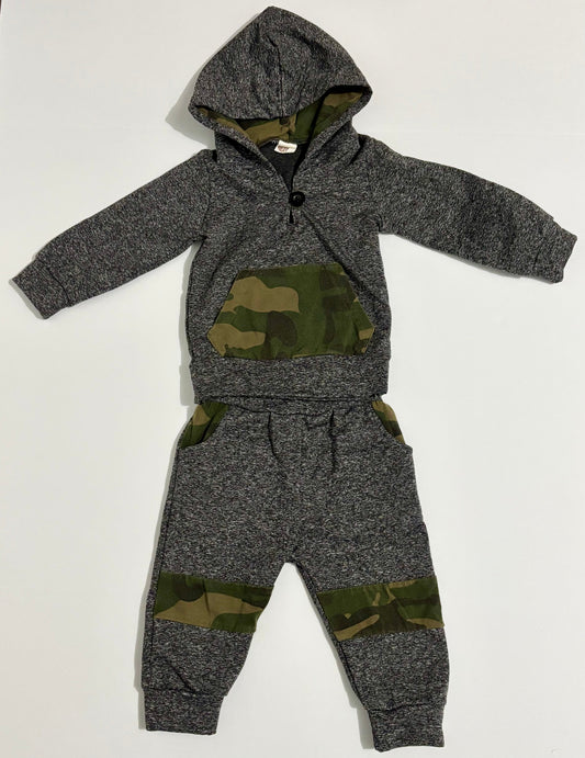 #132 - REDUCED- 2 Piece Grey & Camo Outfit, 6M
