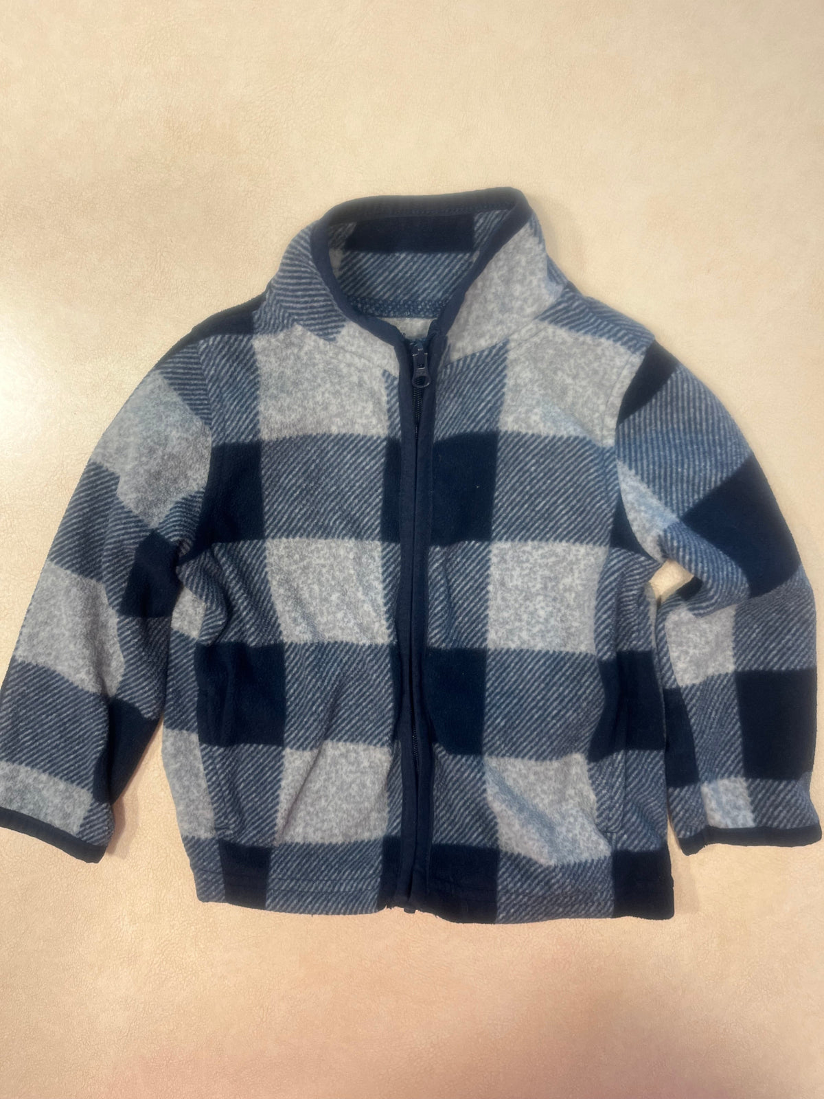 #200 OshKosh Blue Plaid Fleece Sweatshirt Boys 18m