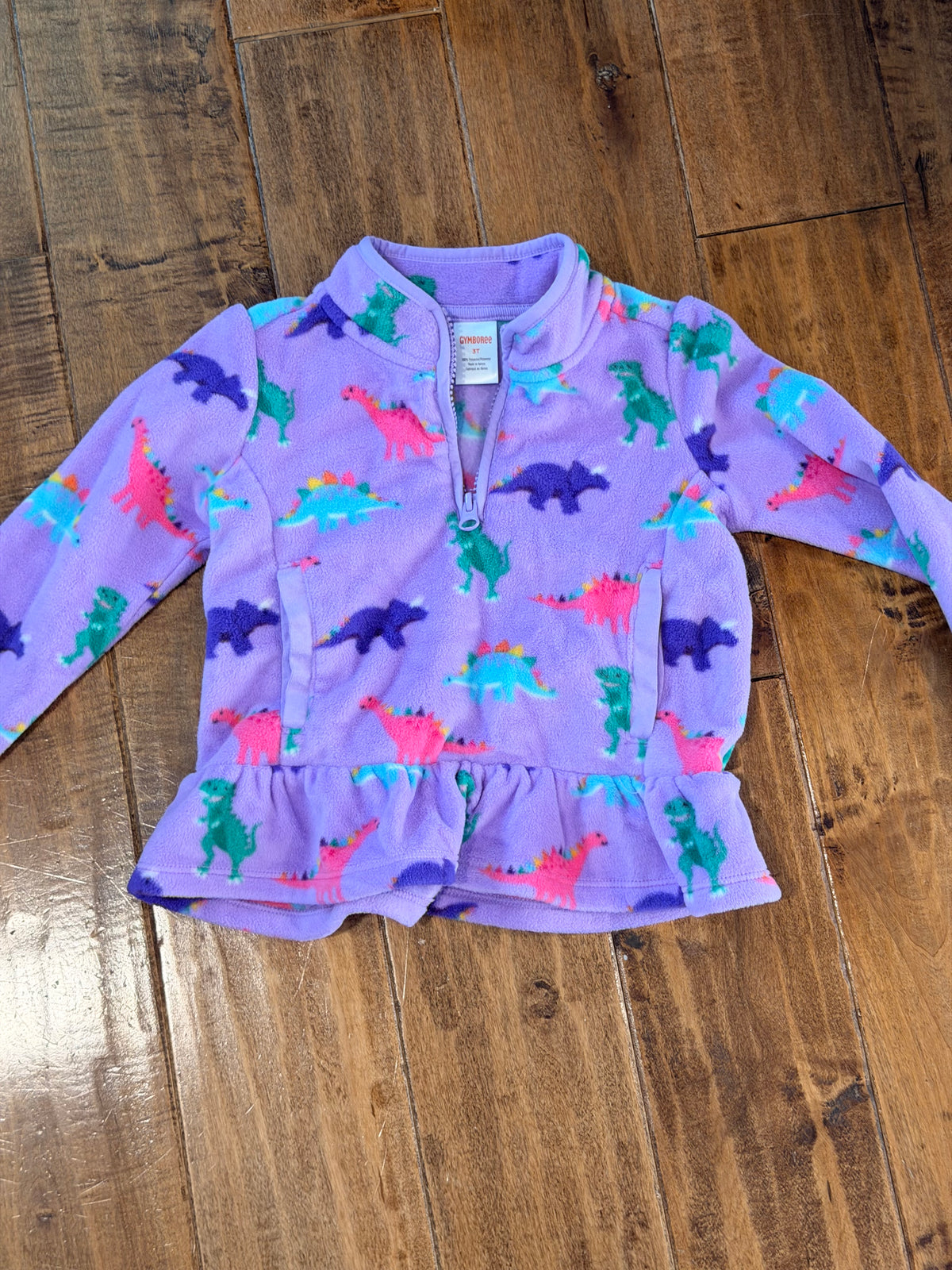 #99 girls Gymboree dinosaur fleece half zipper size 3