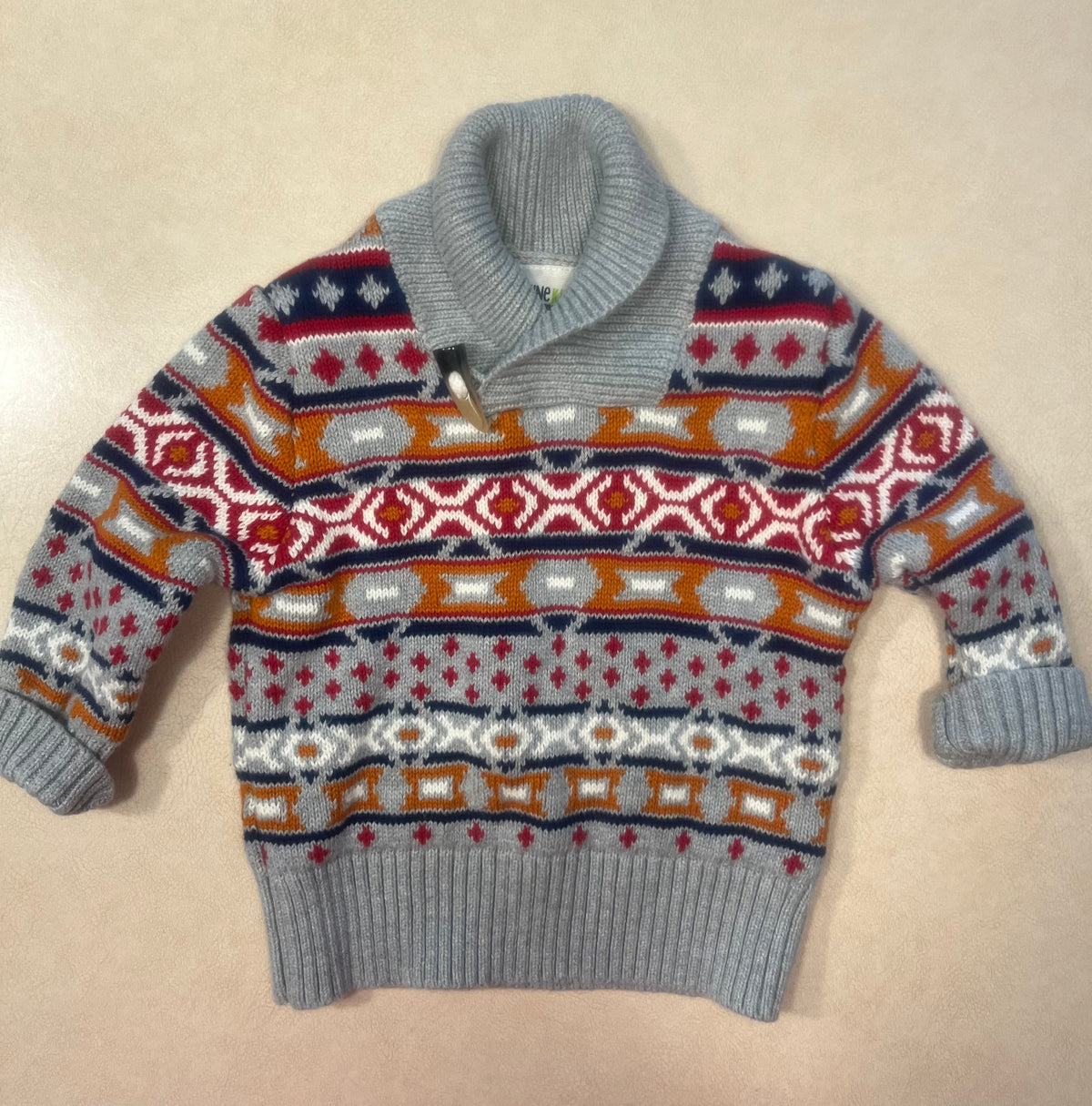 #200 OshKosh Orange/Gray Sweater Boys 18m