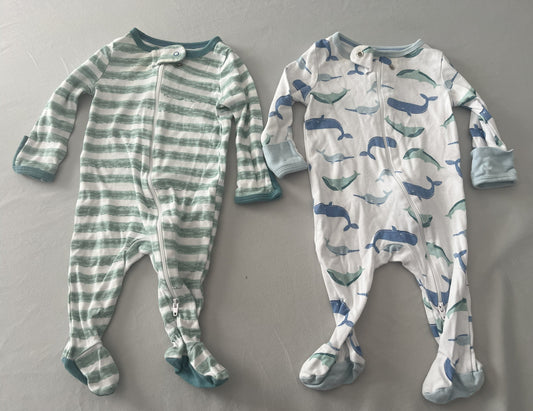 #211 REDUCED 0-3m Cloud Island Whale Sleeper Set of 2