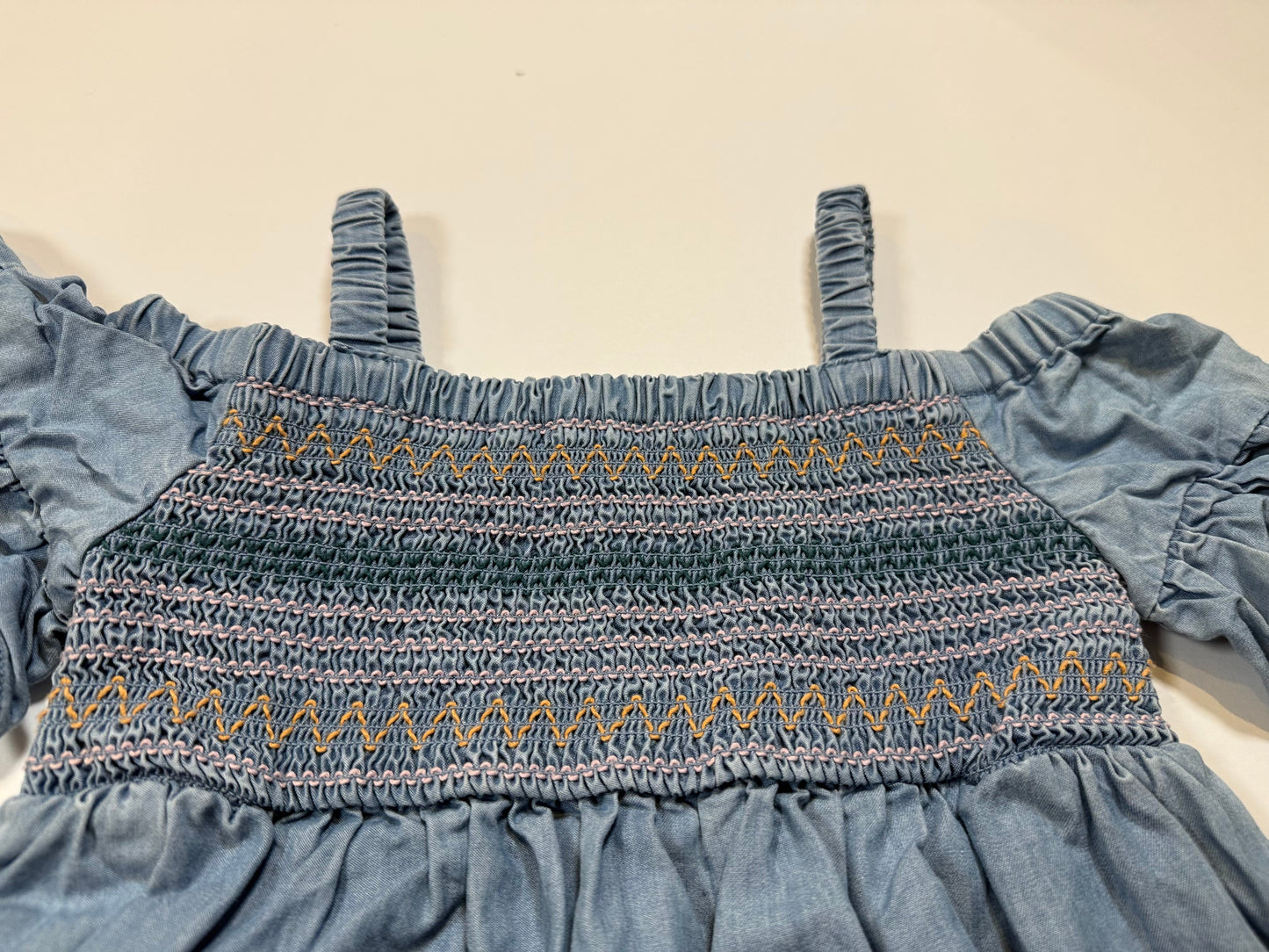 #141 Girls 5T Art Class Jean Dress with Smocked Detail 1 of 2 available