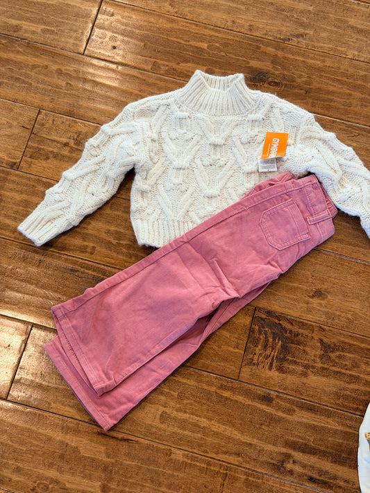 #99 girls Gymboree pink corduroy pants and copper key sweater size 3 NWT