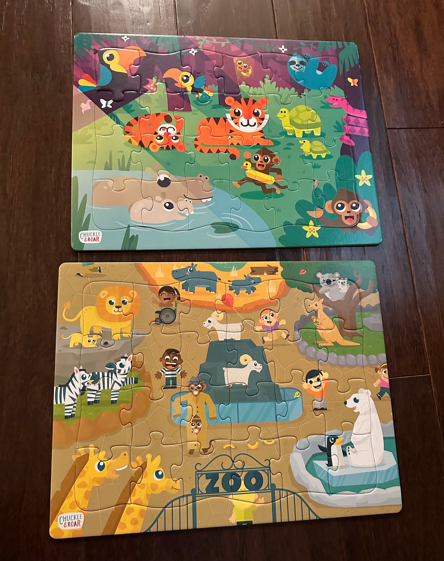 #75B Set of 2 Chuckle and Roar 12 piece puzzles