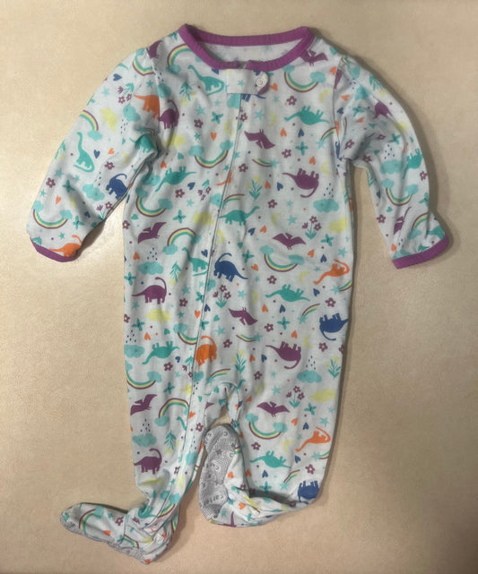#200 Carter's Purple Dinosaurs Pajamas Girls 12m