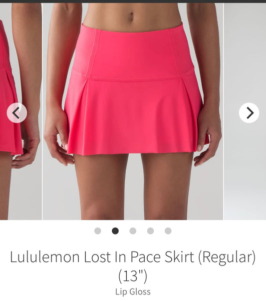 #133 Lululemon Sz 8 Lost in Pace Skirt in Lip Gloss