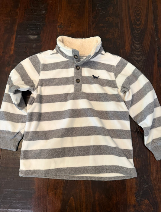 #83 Carters Striped Fleece Quarter Button - Boys 4T