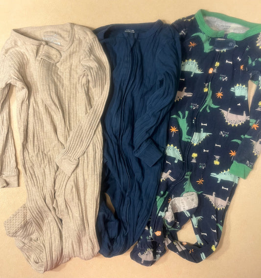#200 Pajama Bundle Boys 24m (Tan, Navy, Dinos) - Reduced