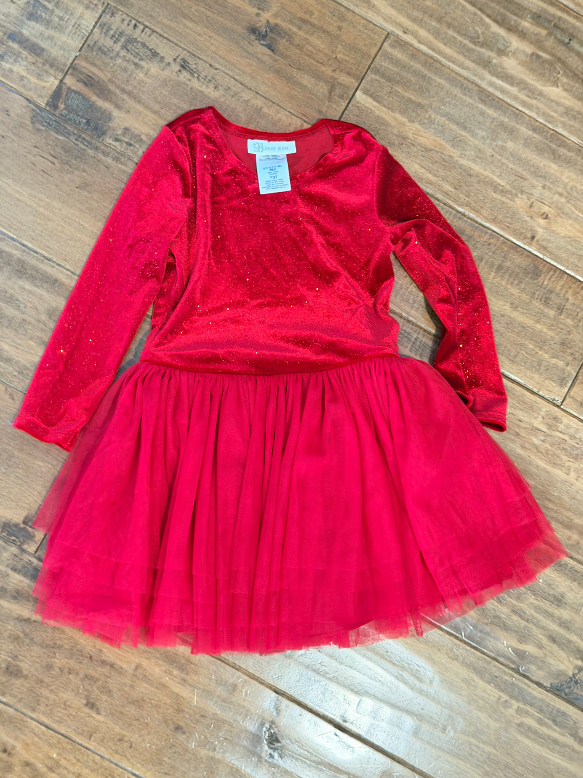 #99 girls Bonnie Jean red sparkle dress size 3